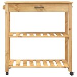 Soldes printemps chariot de cuisine - burke - desserte cuisine - monza 84x40x885 cm bois massif de pin ...
