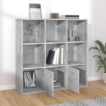(solde printemps)meuble de rangement - gris biblioth�que - clarence - pour salon - gris b�ton 98 x 30 ...