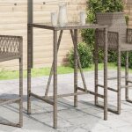 Soldes printemps table terrasse - gris - table de bar - 1 pc - d?ext�rieur gris 70x70x110 cm poly rotin ...