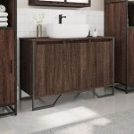 Promo printempsmeuble - lavabo de salle de bain cabinet sous �vierjills meuble wc ch�ne marron 91x35x60 ...