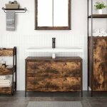 Promo printempsmeuble - lavabo de salle de bain cabinet sous �vierjills meuble wc tiroirs ch�ne fum� ...