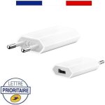 Chargeur adaptateur secteur usb - apple - blanc - rechargement rapide - 100 / 240v - compact