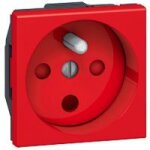 Prise de courant 2p + t  dtrompage et voyant - legrand - mosaic 77115 - rouge - rectangulaire - intrieur ...