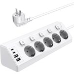 Prise plan de travail cuisine multiprises avec 2 ports usb a et 2 ports usb c multiprise 5 prises avec ...