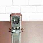 Prise plan de travail sutton - bloc 1 prise rtractable + 2 usb - a inox bross