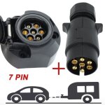 Prise de remorque 7 broches 12v + prise femelle ronde connecteur �lectrique de feux de remorque type ...