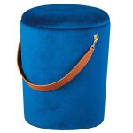 Priya - pouf avec coffre et lani�re bleu nuit