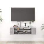 Produit meuble tv suspendu armoire tv murale - meuble console de jeu scandinave gris b�ton 100x30x265 ...