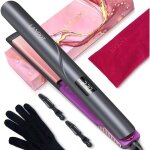 Professional hair straightener: straightening and curling iron 2 - in - 1 titanium - ceramic u2013 12 ...