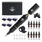 Stylo de tatouage - professionnel - noir - amovible - 10 aiguilles - accessoires inclus Stylo de tatouage - professionnel - noir - amovible - 10 aiguilles - accessoires inclus