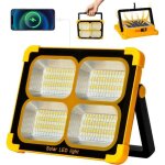 Projecteur led rechargeable 100w: projecteur led chantier avec panneau solaire - 7200mah usb lampe chantier ...