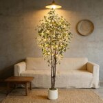 Promiracal plante artificielle eucalyptus 180 cm en pot avec 50 lumi�res led d�co