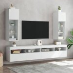 En promotionmeuble tv avec lumi�res led - cloud - meuble t�l� bas - cabinet / banc tv - blanc 305x30x90 ...
