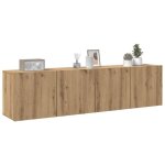 En promotionmeubles tv muraux 2 pcs - cloud - meuble t�l� bas - cabinet / banc tv - ch�ne artisanal 80x30x41 ...