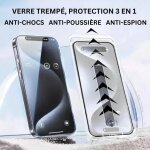 Protection �cran - watchily - iphone 17 pro max - verre tremp� 9h - anti - espion - ultra - r�sistant ...