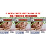 Prot�ge matelas - 3 aleses - 60x120 cm - molleton 100% coton - imperm�able 100% pvc - blanc