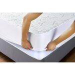 Protge matelas - bambou - 160 x 200 cm - impermable - bonnet 35 cm - naturel