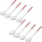 Puisettes pour fondue - inox - 8 pièces - maille fine - poignées rouges - accessoires de cuisine Puisettes pour fondue - inox - 8 pièces - maille fine - poignées rouges - accessoires de cuisine