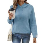 Pull femme - capuche raglan - chenille doux hiver - manches longues - automne hiver - taille eu - bleu ...
