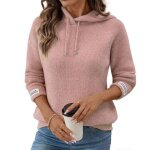 Pull femme - capuche raglan - chenille doux hiver - manches longues - automne hiver - taille eu - rose ...