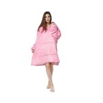 Pull plaid femme - en peluche - capuche - chaud - grande taille - rose