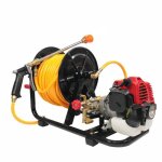 Pulv�risateur � essence 31cc 4 temps portable et professionnel enrouleur de tuyau 50m port�e de 17m