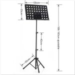 Pupitre musique pliable ajustable 106 - 163cm support mtallique avec sac transport en noir