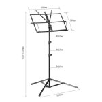 Pupitre de musique pliable portable hauteur rglable 65 - 135cm i pupitre mtal noir i avec sac de transport ...
