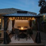 Gazebo de jardin purple leaf avec led 3 x 3 m mod�le standard tonnelle en aluminium pavillon en acier ...