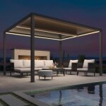 Purple leaf pergola bioclimatique 4 x 335 m aluminium avec led lames orientables imperm�able pour terrasse ...