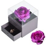 Bo�te � bijoux - rose �ternelle en soie - collier je taime - cadeau pour femme - d�coratif