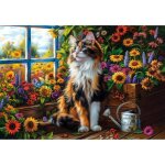 Puzzle 1000 pi�ces - castorland - chat en fleurs - multicolore - 68 x 47 cm - pour adultes