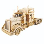 Puzzle 3d camion lourd en bois d�coup� au laser - adulte - jaune - 286 pi�ces