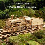Puzzle 3d prime steam express - robotime pour adultes - maquettes de voitures en bois