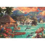Puzzle adulte - ocan et dauphin - maison sur pilotis et perroquets - montagne - 2000 pieces - collection ...