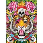 Puzzle adulte tigre brun avec tete de mort - 1000 pieces - collection artiste espagne - animaux sauvages ...