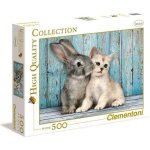 Puzzle 500 pices : chaton et lapin