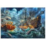 Puzzle bateaux pirates et creatures de la mer 1000 pieces - bataille navale - poster inclus - set puzzle ...