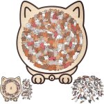 Puzzle en bois de 135 pi�ces en forme de chat aux couleurs morandi puzzle en bois de chat en forme danimal ...