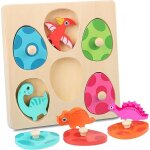 Puzzle en bois - amoune - oeufs de dinosaure - jeu educatif - 24 mois et plus - mixte