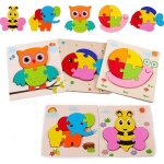 Puzzle en bois animaux pour enfants 2 - 4 ans - jouet montessori b�b� - 5 puzzles educatifs � encastrement ...