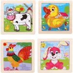 Puzzle en bois - animaux de la ferme - 4 pcs - jouet ducatif - 9 pices chacun - pour enfants 2 - 6 ...