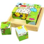 Puzzle en bois - bigjigs - animaux - 9 cubes - a partir de 18 mois