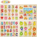 Puzzle en bois - montessori - alphabet et chiffres - 4 puzzles - jouet ducatif - 3 ans et plus