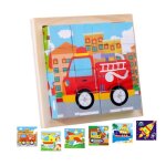 Puzzles en bois enfant 6 en 1 puzzles b�b� jouet 3d puzzle cube bois voiture puzzle cube bois jouet �ducatif ...