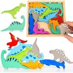 Puzzle en bois enfant - amoune - animaux b�b� encastrements - 12 pi�ces - jouets montessori educatif ...