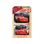 Puzzle en bois enfant - cars 3 voiture flash mcqueen et jackson storm - 2 x 16 pieces - educa