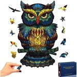 Puzzle en bois hibou 3d - color - 100 pices - animaux - cadeau pour adultes et enfants