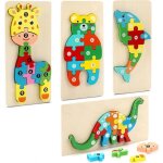 Puzzle en bois - jouet b�b� - animaux - 4 pi�ces - montessori enfant 2 3 4 ans - jeux educatif apprentissage ...