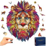 Puzzle en bois lion puzzle 3d pices de puzzle forme animaux puzzle bois animaux pour adultes et enfants ...